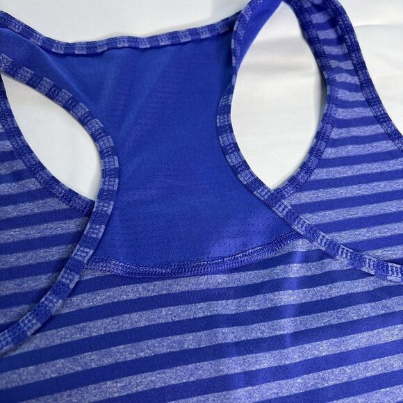 Danskin Medium Blue Striped Tank Top Athletic Activewear Stretch Dri More 0659 - Picture 7 of 9